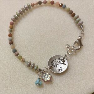 Silver and Multicolor 3 mm Beaded Jasper and Czech glass Bracelet